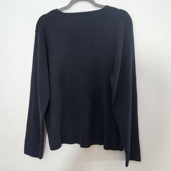 Pinque Black Sweater NWT Size 3X Black Fitted Sweater Square Neck Pullover - Picture 4 of 10